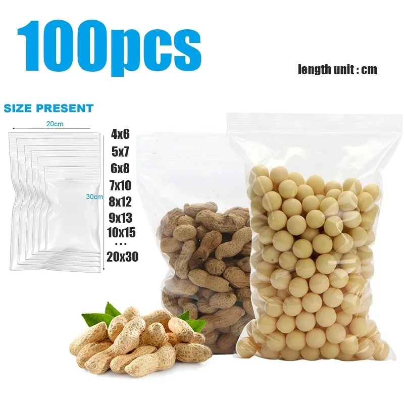 100/300/500 шт./упак. Resealable Пластик мешки замка застежка молнии прозрачный поли мешок