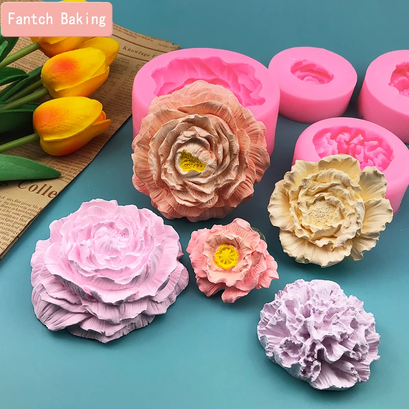 Силиконовая форма с объемным большим цветком для помадки желе шоколада
