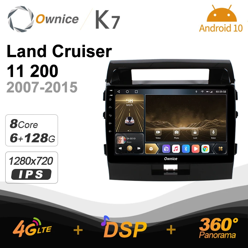 

Android 10.0 6G+128G Ownice K7 Car autoradio Multimedia for Toyota Land Cruiser 11 200 2007 - 2015 radio 360 Panorama 4G LTE