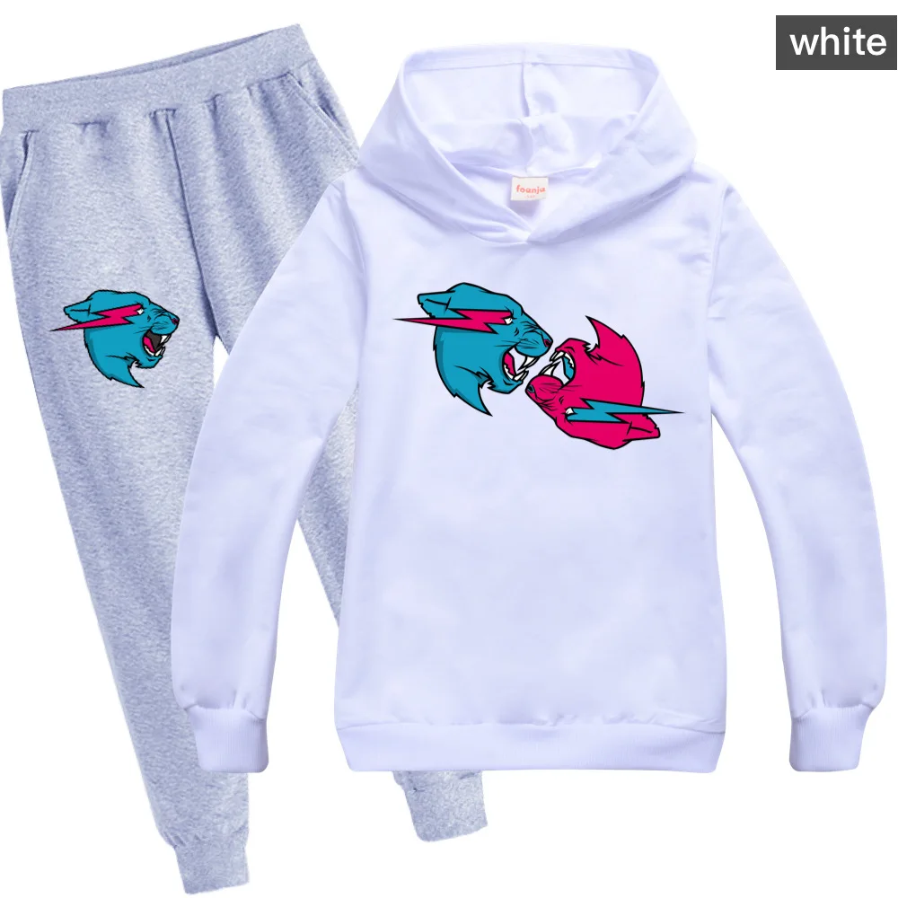 Casual Boys Clothes 2PCS Set Children's Cartoon Cat 3D Print Cotton Hooded + Pants Boys Kids Sportswear Tracksuit Girls Suit