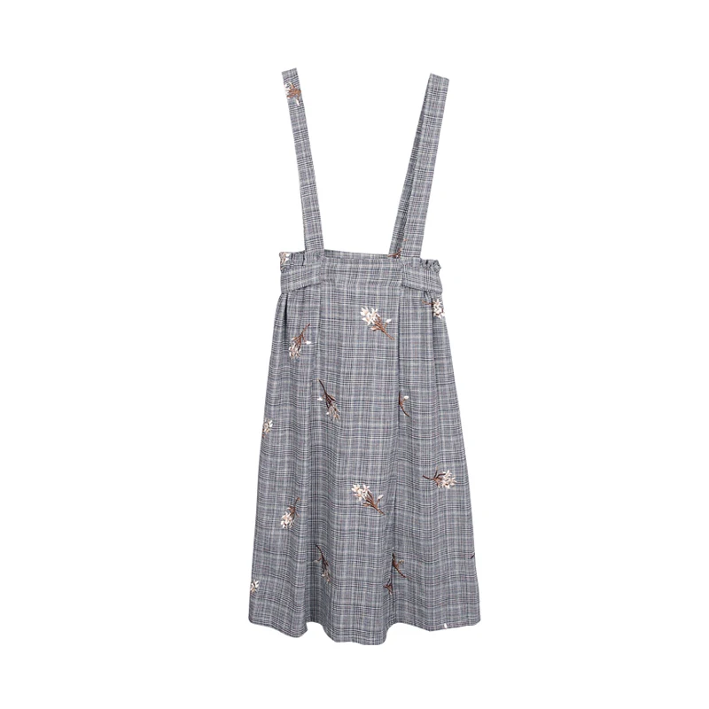 

Mori Girl Autumn Spring Embroidery Sundress Spaghetti Strap Plaid Cotton Mujer Vestidos Vintage Elegant Floral Sleeveless Dress