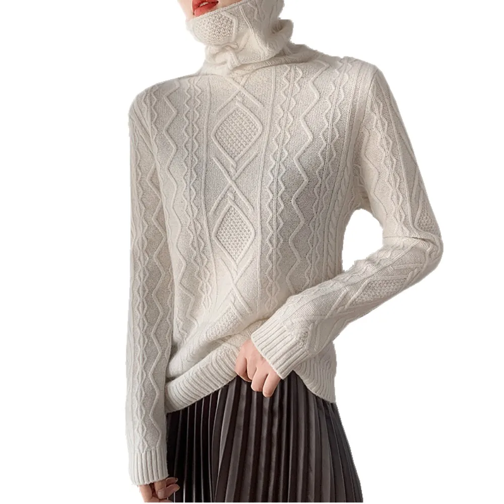 

Осенне-зимний шерстяной свитер, Женский пуловер с высоким воротником и ворсом, толстый кашемировый базовый свитер с длинным рукавом