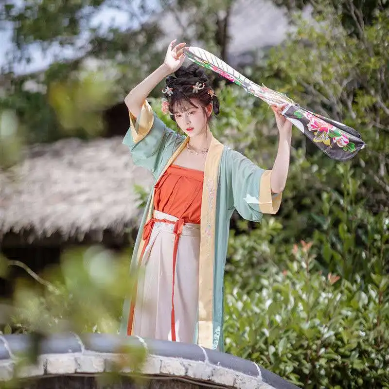 Китайский Стиль Hanfu женская элегантная одежда Древняя китайская империи Сун