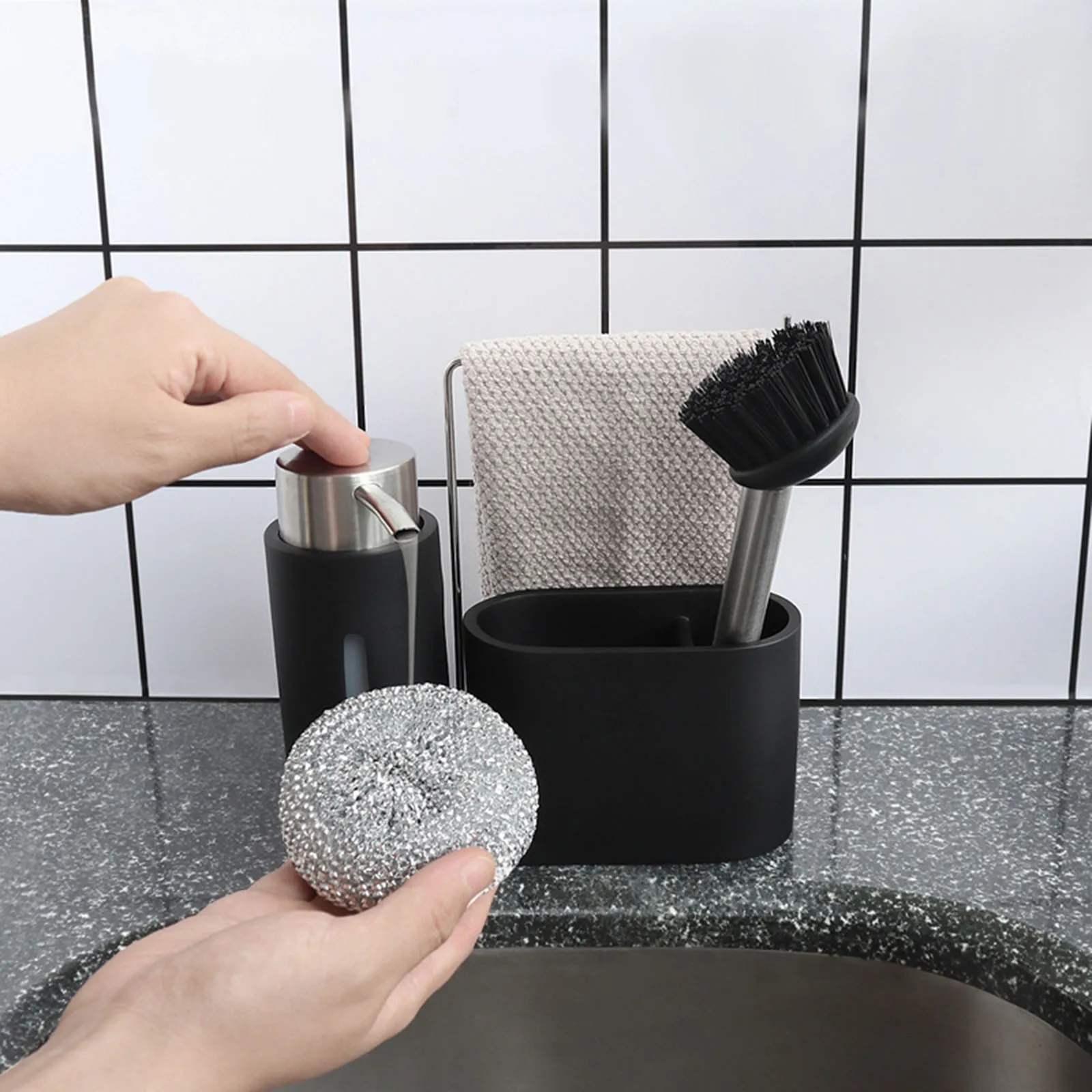 

Soap Dispenser Set Sink Organizer Kitchen Storage Soap Dispenser Organizer Base With Soap Dispenser Dishwashing Pot Storage Rac