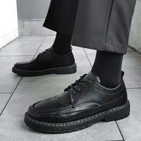 new arrival men casual leather shoes thick bottom formal shoes fashion brogue shoes elegant leisure walk oxford male shoes adult