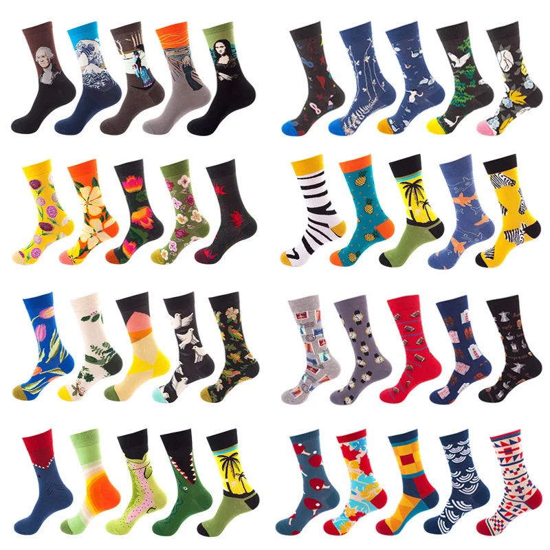 5 пар/лот Мужская хлопковая футболка со смешным на резиновой подошве для