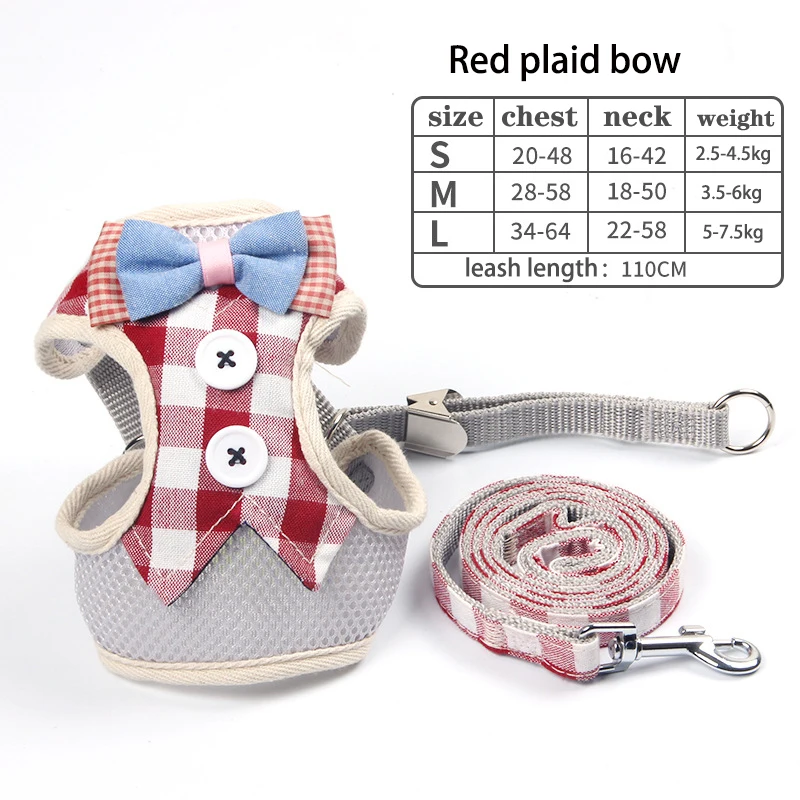 

Adjustable Cat Harness and Leash Dog Pet Harness Vest Leash Set Walking Lead Leash For Puppy Dogs Butterfly bow Mesh Harness