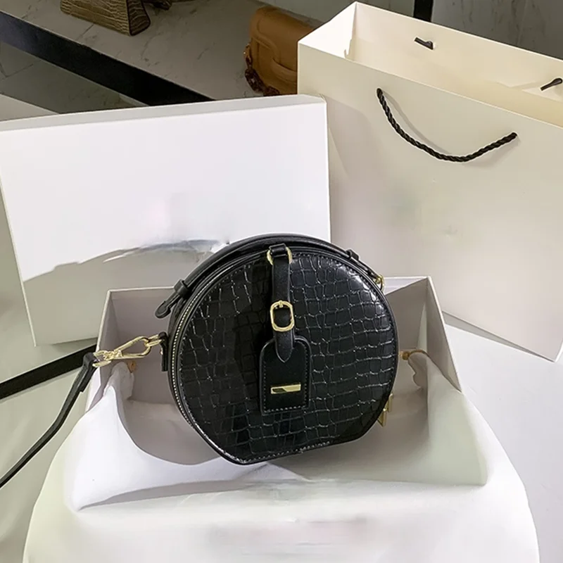 

Женская сумка из кожи новинка 2021 модная Универсальная круглая сумка из высококачественной натуральной воловьей кожи простая сумка-мессенд...