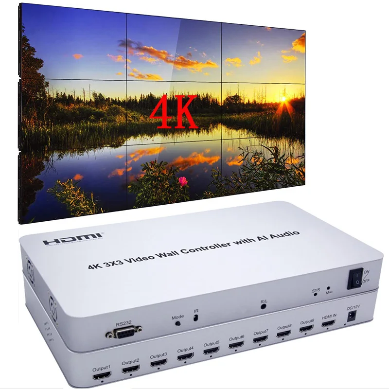 Умный настенный голосовой видеоконтроллер 4K 3x3 | 9 каналов 1 вход HDMI и выходов 13