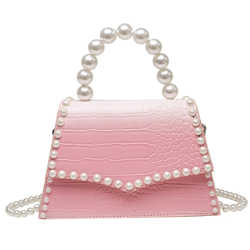 

Joker bag female ins small brim summer 2021 new web celebrity fashion pearl chain worn small package