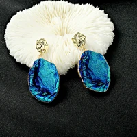 wang hongfeng exaggerates haipan series blue irregular big earrings womens fashion show online red live broadcast 925 silver