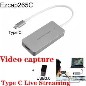 Ezcap 1080P Full HD видеомагнитофон 265C HDMI к TYPE C, Карта видеозахвата, устройство для Windows Mac Linux, поддержка прямой трансляции