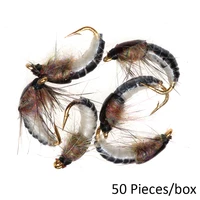 icerio 50pcs scud nymph fly trout fishing fly lures 12
