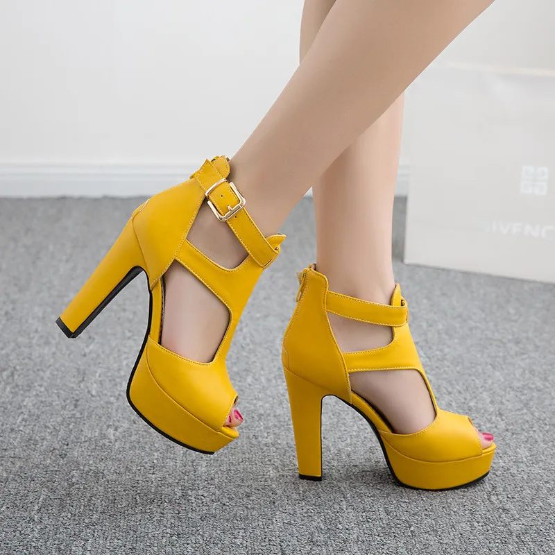 Женские туфли-лодочки на высоком каблуке Туфли платформе с открытым носком и