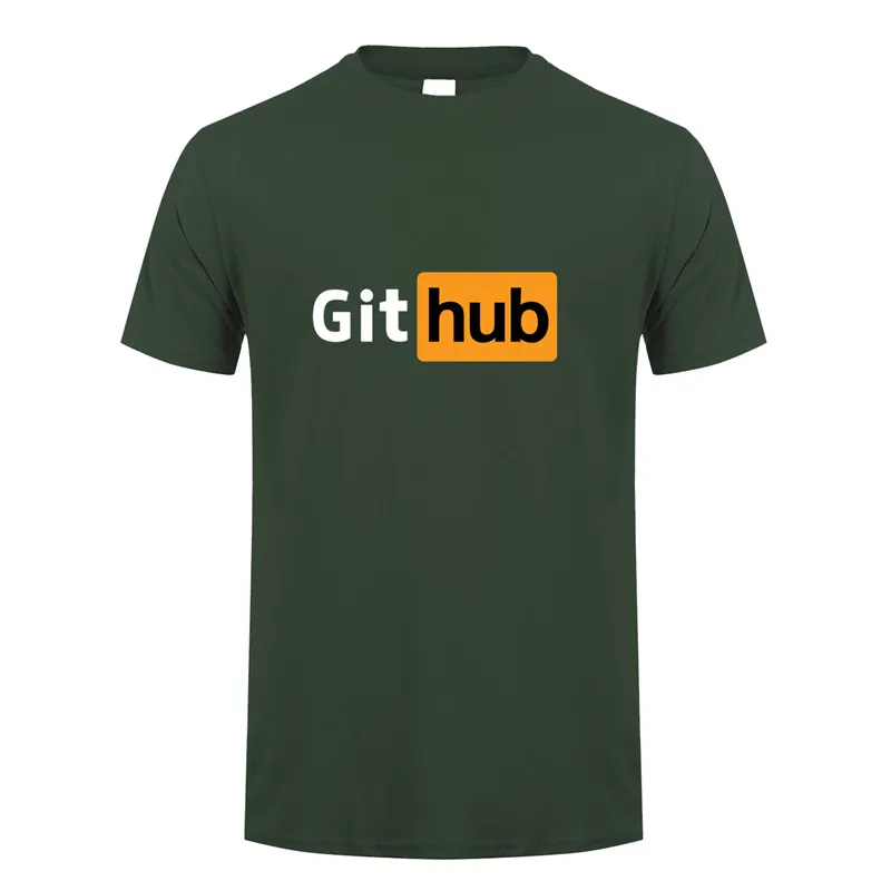 Забавный дизайн футболка Github хлопковая Футболка с круглым вырезом и короткими рукавами Мужская футболка LH-151 - Цвет: Forest Green