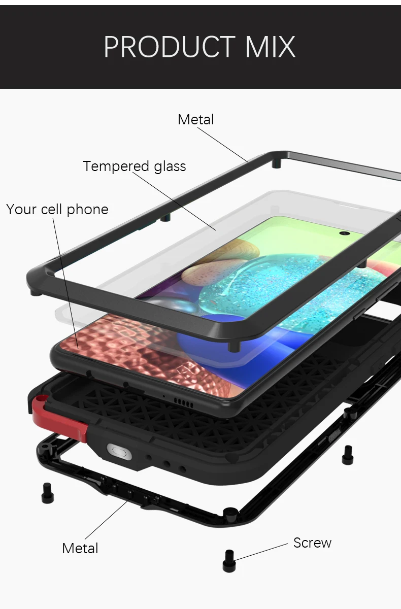 

Powerful 360 Heavy Duty Phone Case for Samsung Galaxy A71 5G 4G Shock Dirt Proof Water Resistant Metal Armor Cover Phone Case