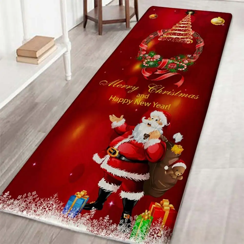 Festival Xmas Ornament Pad Doormat Non-Slip Soft Home Christmas Decor Carpet Santa Claus Multi-Pattern Flannel Cartoon | Дом и сад