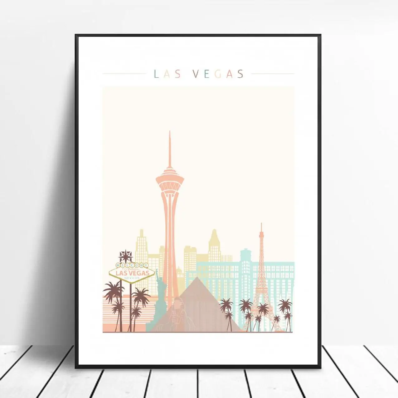 Пейзаж Лас Вегаса настенный художественный постер современное минималистичное