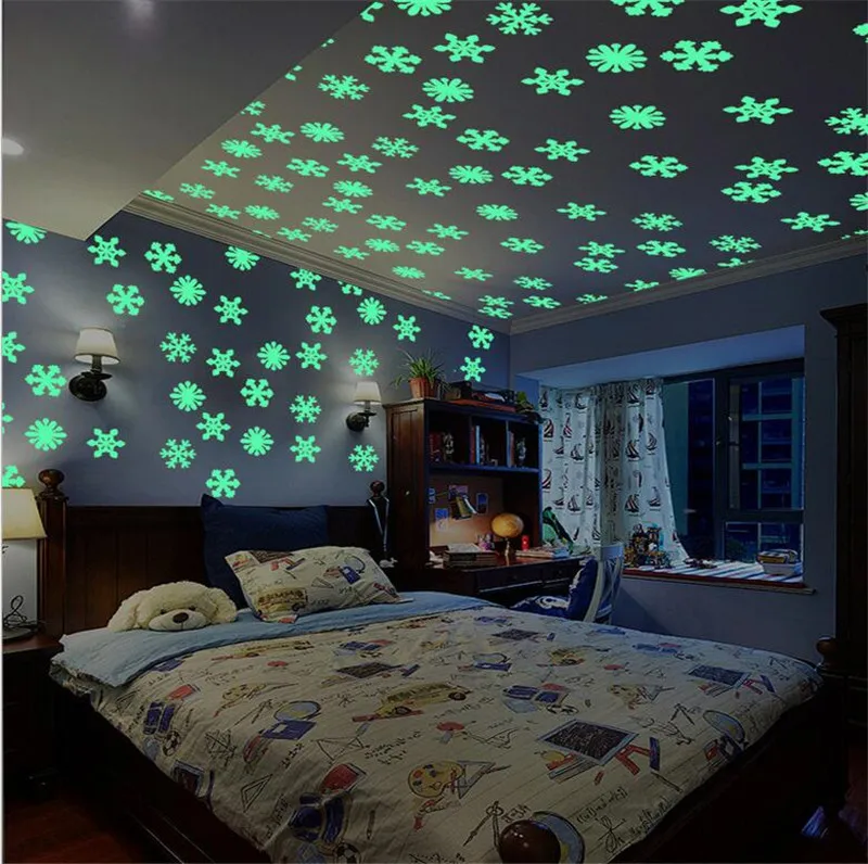

50 шт. 3D светящиеся флуоресцентные настенные наклейки для детской комнаты, спальни, домашний декор