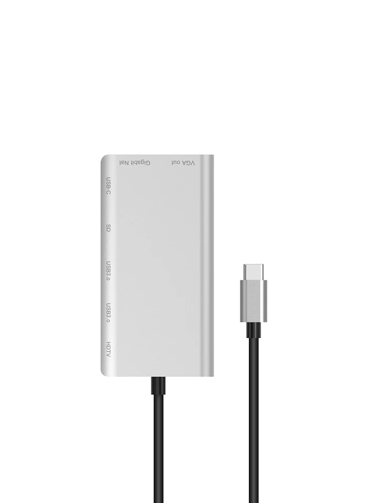 

New Arrival USB To Rj45 Lan 4K HDMI-compatible Vga 2Usb 3.0 Sd Card Slot Reader 8 in 1 Type C Adapter Free Shipping
