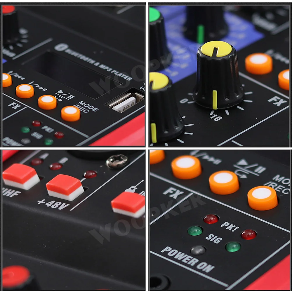 Аудио DJ микшер 4 канала консоль с беспроводным микрофоном смешивание звука Bluetooth