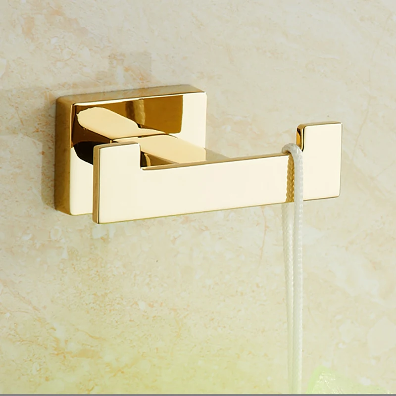

Luxury Gold Robe Hook Bathroom Hangings Hook Double Zinc Alloy Home Bathroom Decoration Accessories Simple Durable Hooks