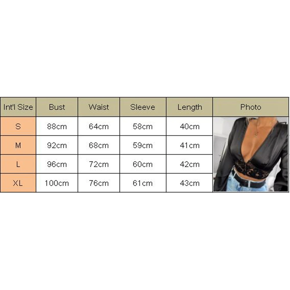

Women Autumn Lace hollow out Satin silk patchwork Button Deep V neck Lace Crop Top Long Sleeve Sexy Shirts Blouse Tops