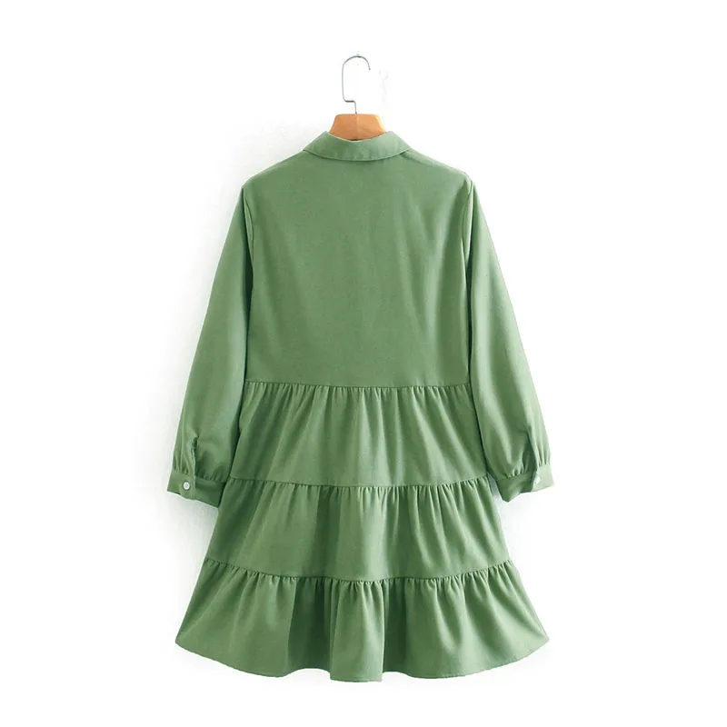 

Summer New Style 2021 Girl Style Lantern Sleeve Single Breasted Chiffon Stacking Ruffled Lapel Comfortable Mini Skirt