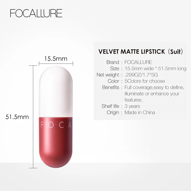 FOCALLURE бархатный матовый Набор губной помады долговечный и Водонепроницаемый