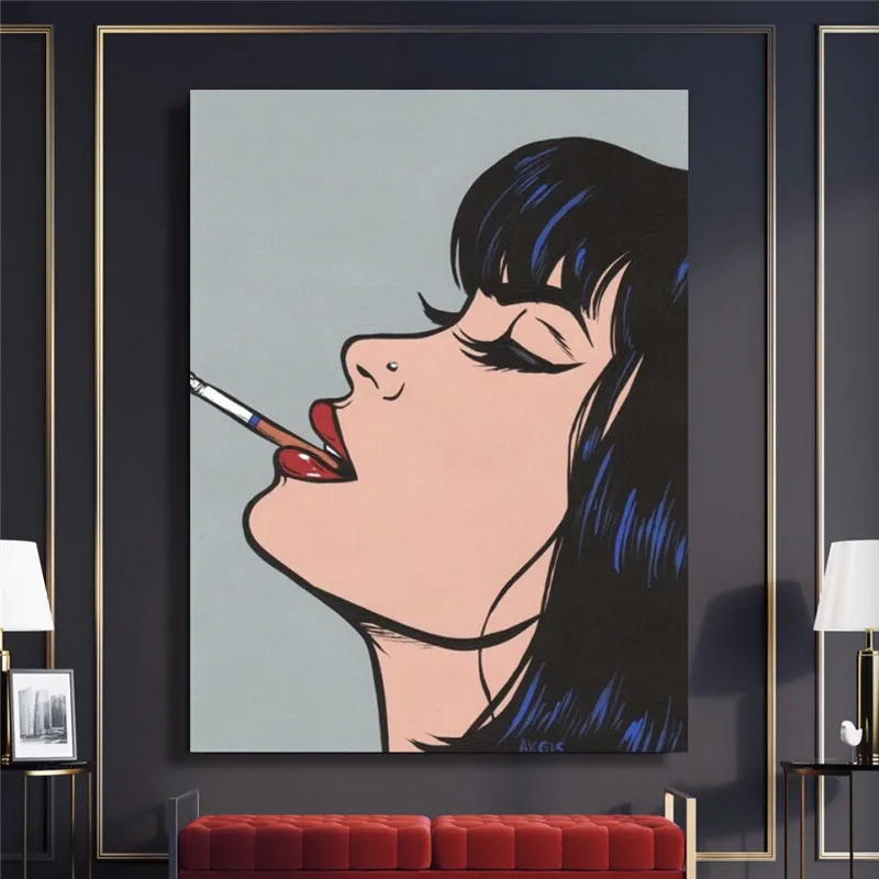 

Настенная Картина на холсте с изображением сексуальной женщины аниме плакаты для курения, постеры Современный домашний декор модульные картины без рамки для гостиной