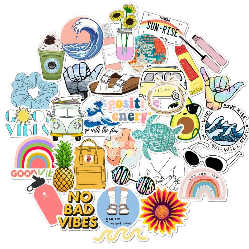 

35Pcs/pack VSCO Vinyl Stickers Girl Essential Stuff for Water Bottles Stickers Suitable for Photo Luggage Laptop Trendy Stickers