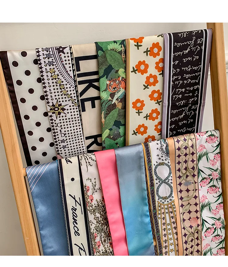 Атласные резинки для волос Love Heart с цветочным принтом шелковый шарф длинный