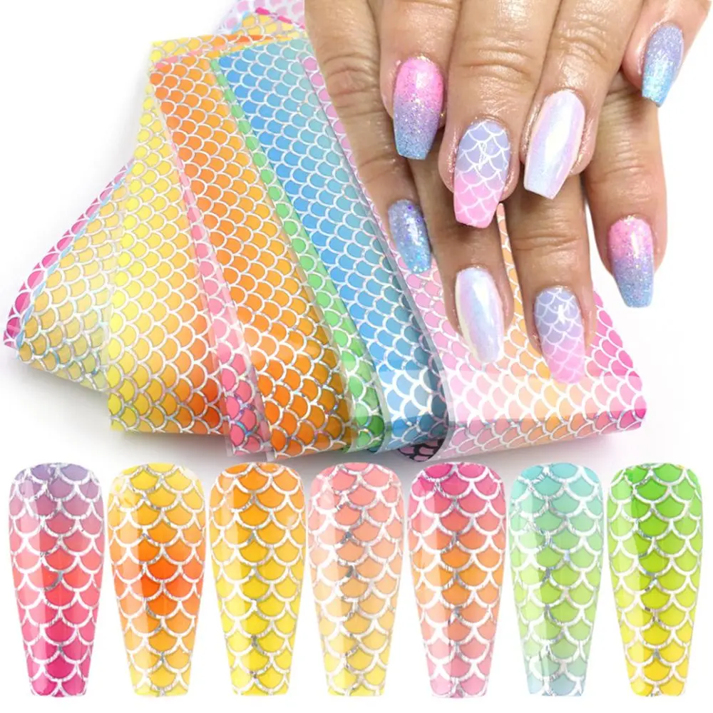 

10pcs/set New Transfer Sticker DIY Manicure Gradient Golden Fish Scales Nail Foils Nail Stickers
