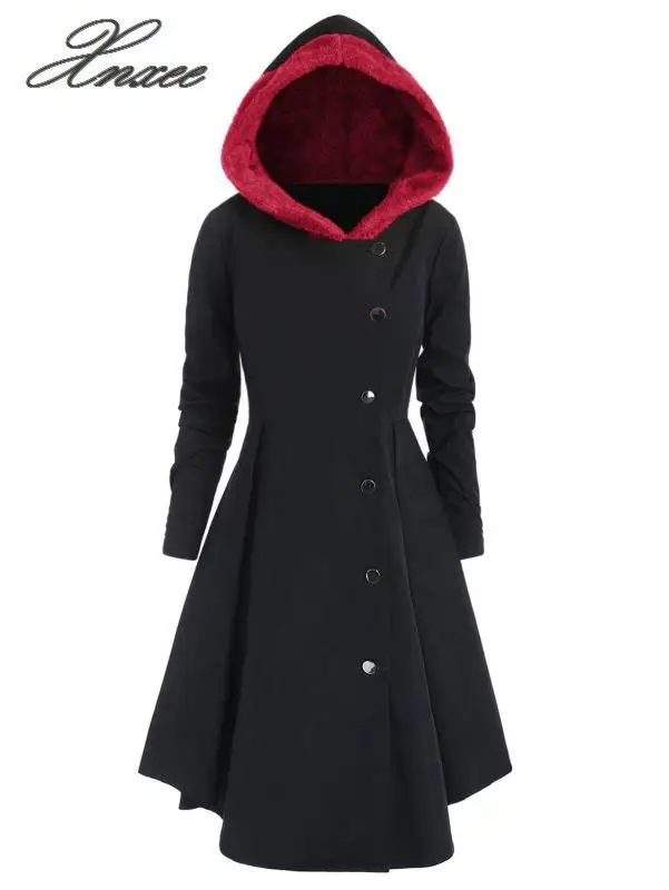 Xnxee зимние размера плюс Асимметричная флис контраст Цвет блок однобортное пальто