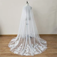 long white ivory bridal cloak wedding cape veils floral lace tulle appliques accessories for brides 3 metres new