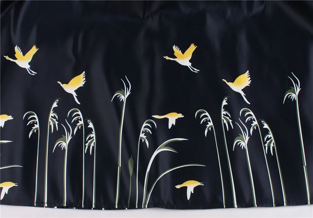 Женское платье миди большого размера модные платья с принтом птиц летняя одежда