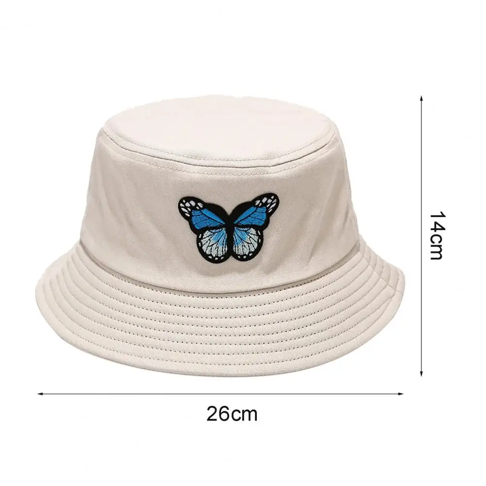 

Butterfly Embroidery Unisex Bucket Hat Summer Anti-sunburn Outdoor Fisherman Cap