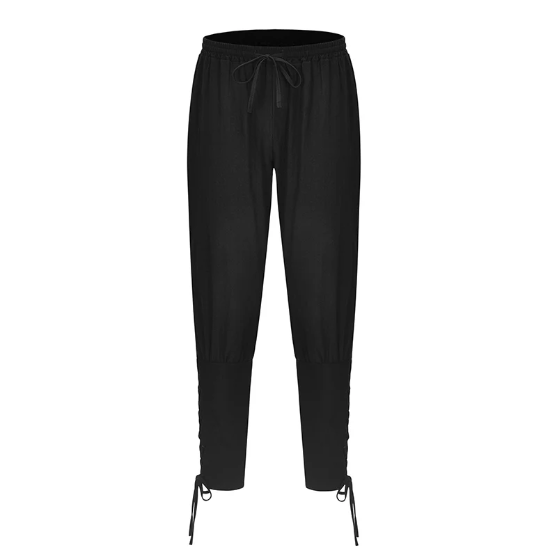 Коричневый хлопок готический для мужчин s брюки мешковатые Slim Fit Модные мужские брюки Хэллоуин пират всадник Косплей взрослых стимпанк Одежда - Цвет: Black