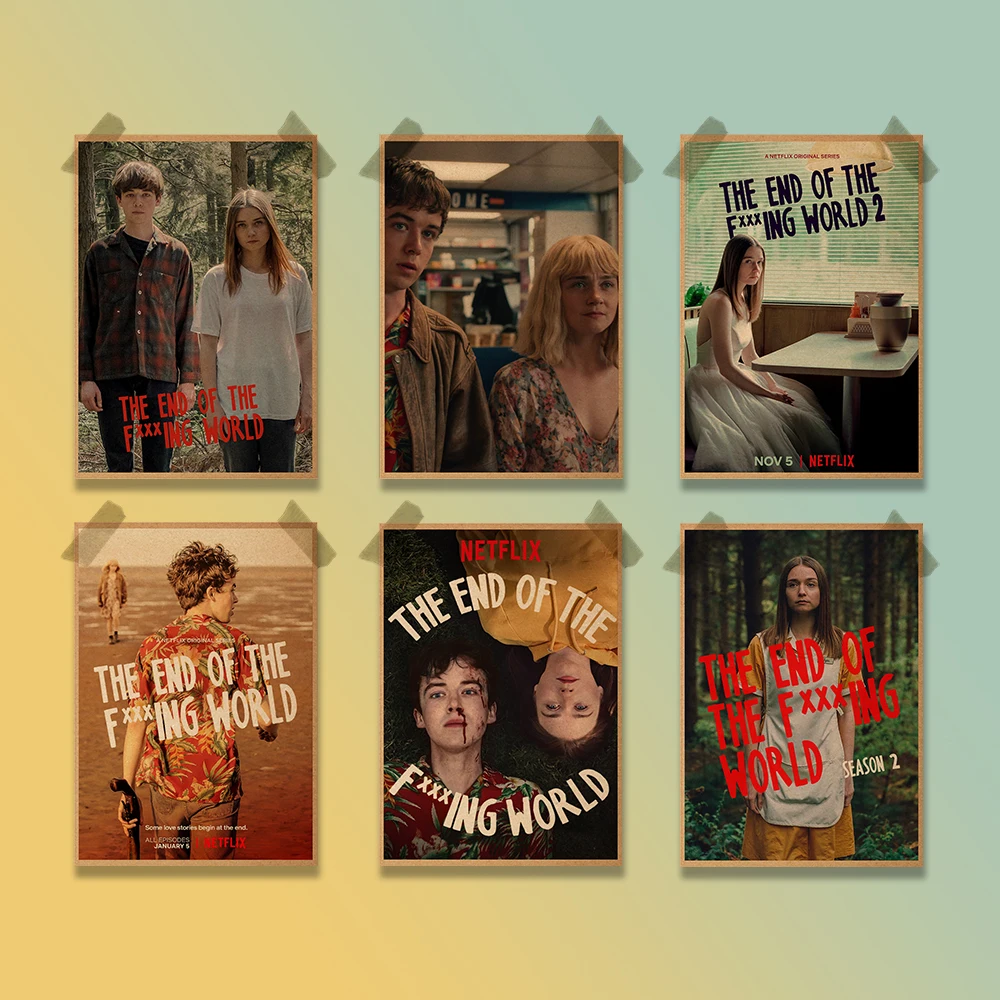 

Постер из воловьей кожи в стиле ретро с изображением героев сериала «Конец света», художественная иллюстрация, украшение для дома, наклейка...