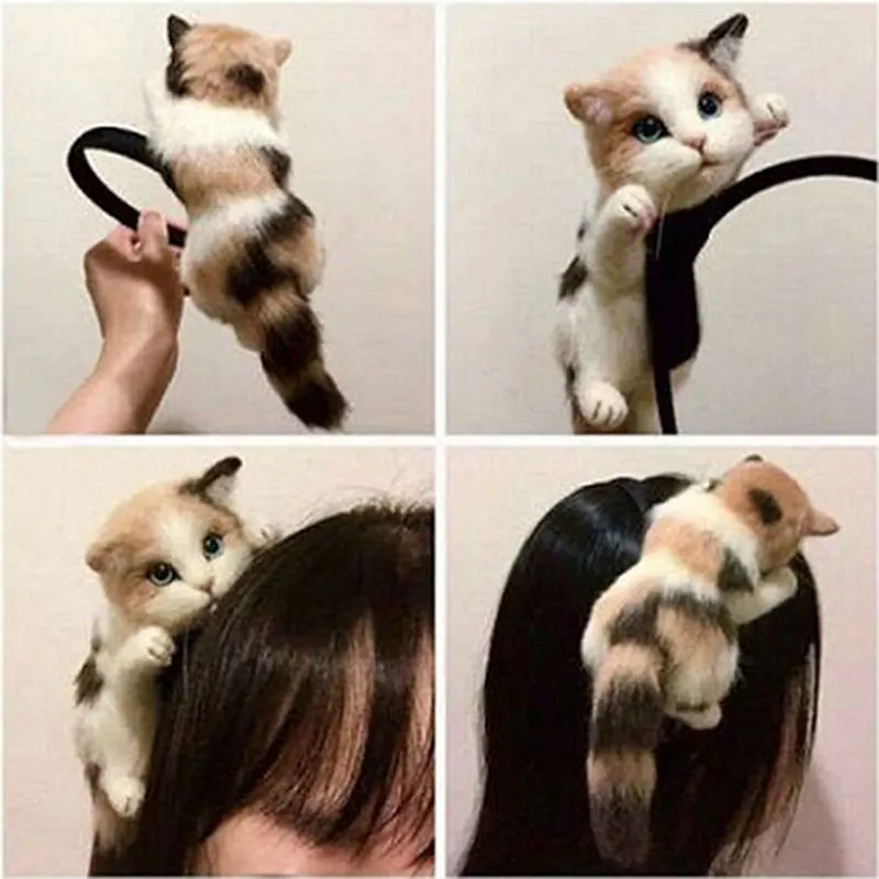 

Fashion Korean Women Hair Hoop Simulated Cat Hairband Handmade Ladies Girls Party Headwear Hairs Accessories MH88