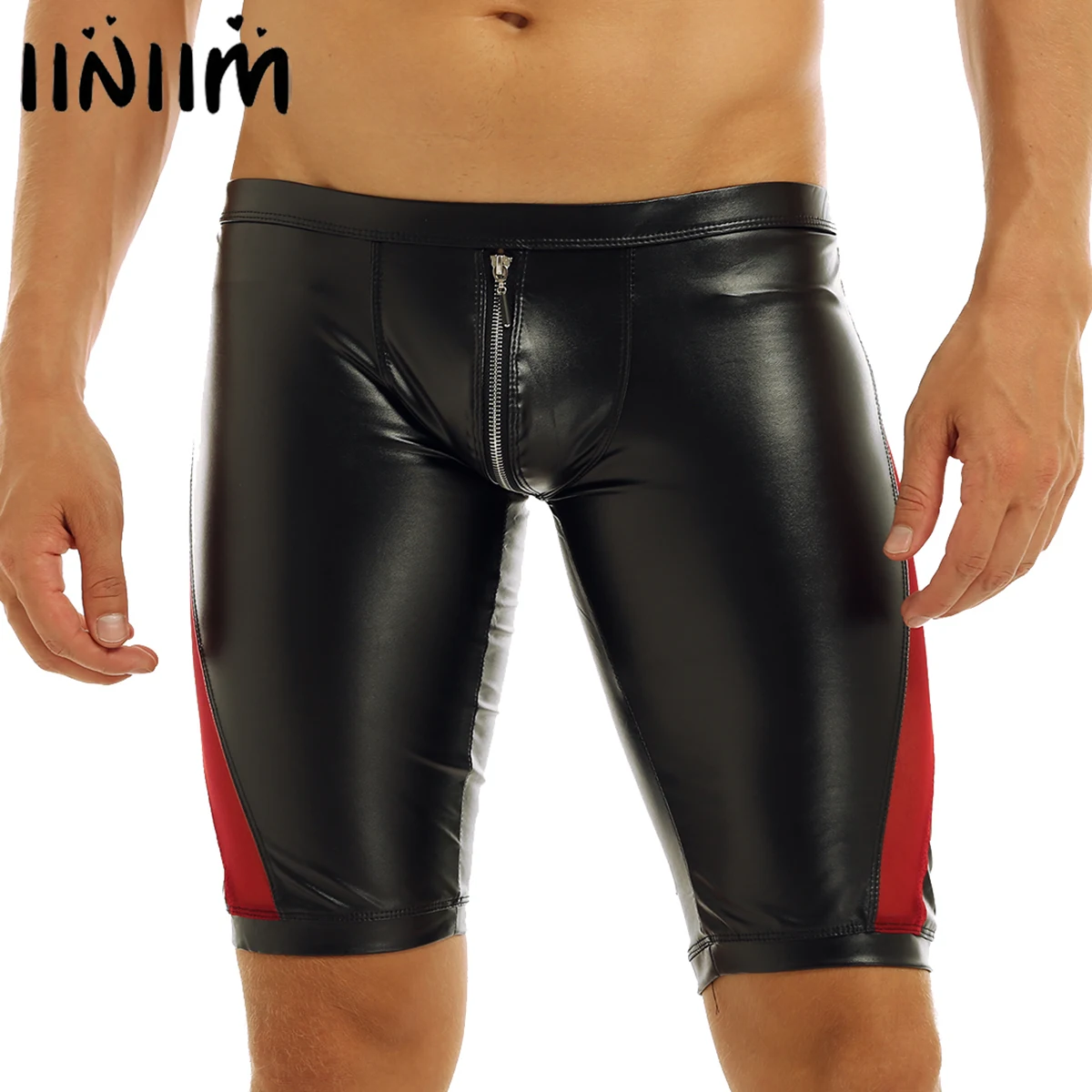 

Sexy Mens Zipper Crotch Mesh See-through Splice Low Rise Slim Fit Tight Jockstraps Boxer Shorts Evening Party Clubwear Costumes