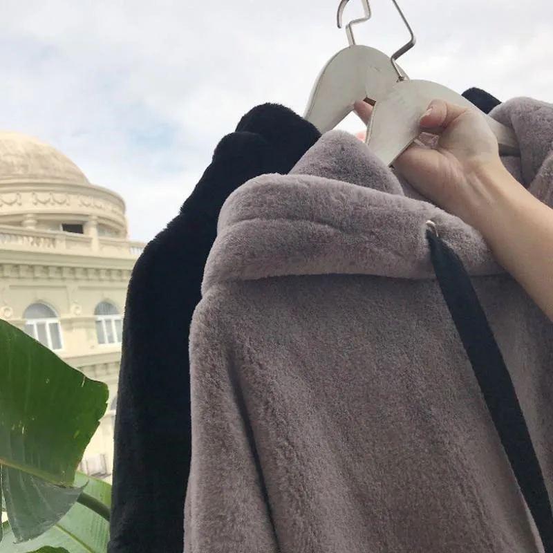 

Women Flannel Solid color Hoodies Fleece Warm Hooded Sweatshirt large size Coat Pullover Women Solid Winter casual Pullover