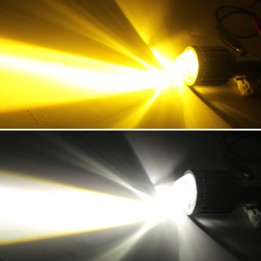 

NHAUTP 1Pcs H6 Dual Color BA20D LED Motorcycle Headlight Bulb White+Yellow Super Bright 2400LM ScooterMoto LED Head Lamp 12-80V