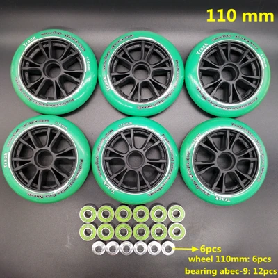 Скоростные коньки колеса 110 мм зеленый цвет ABEC-9 - Цвет: 6 wheel usd 35 green