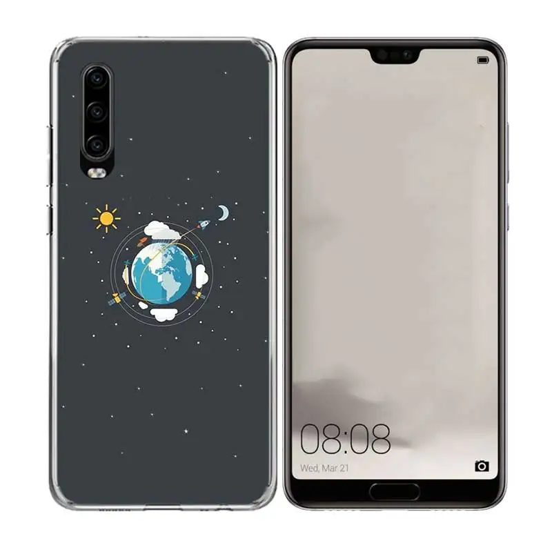 Мягкий ТПУ силиконовый чехол для телефона с изображением планеты Космос huawei P30 P20