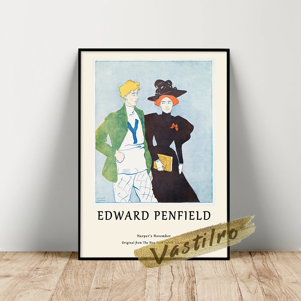 

Edward Penfield Exhibition Poster, Harper'S November Art Prints, Vintage Figure Portrait Wall Picture, Living Room Wall Stickers