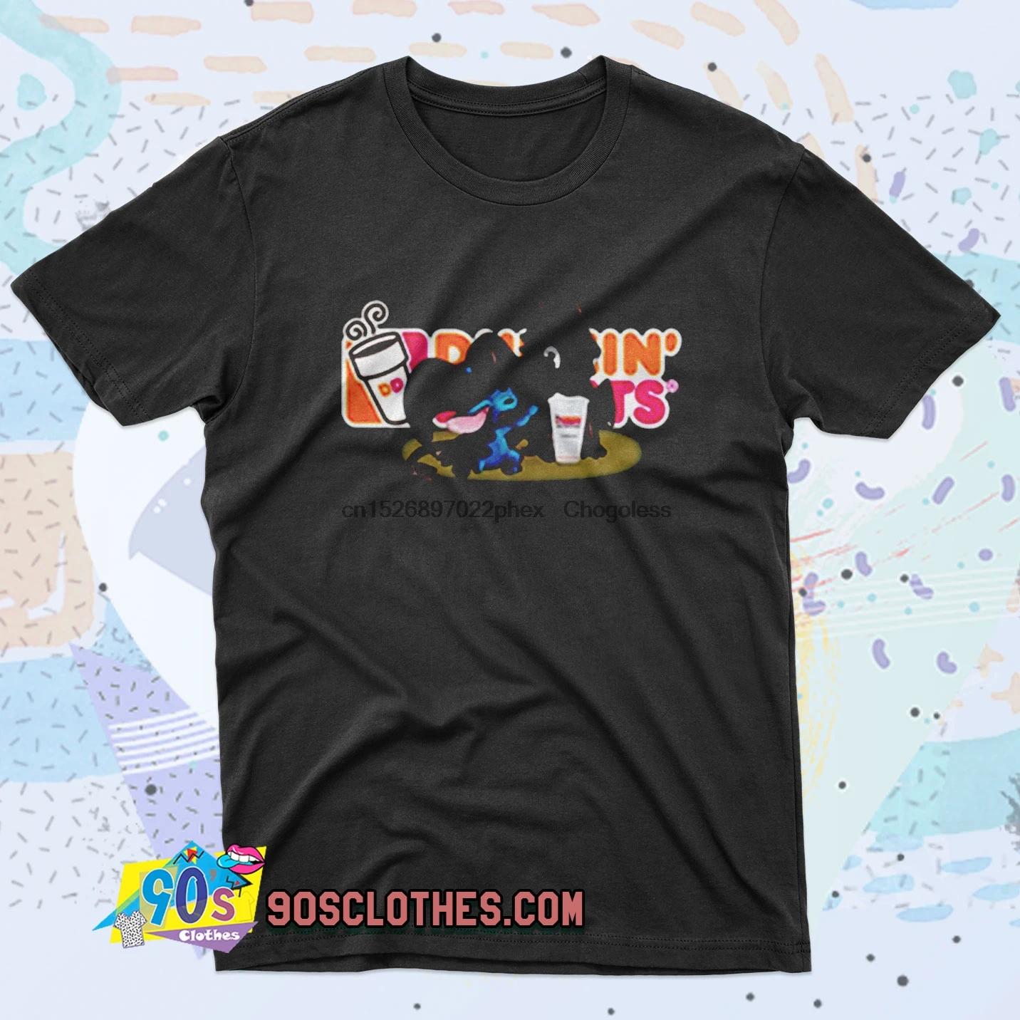 Футболка в стиле ретро с изображением Стича и зубцов подмышек пончиков|Мужские