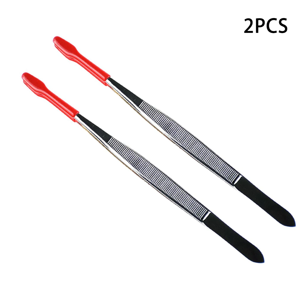 

2pcs Collection Hobby Stainless Steel Stamp Tweezer Jewelry Coin Rubber Tipped