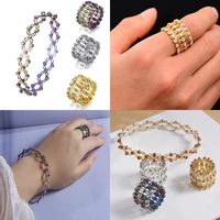 new creative magic telescopic ring bracelet 2 in 1 retractable folding crystal gemstone ring women bracelet fashion jewelry gift