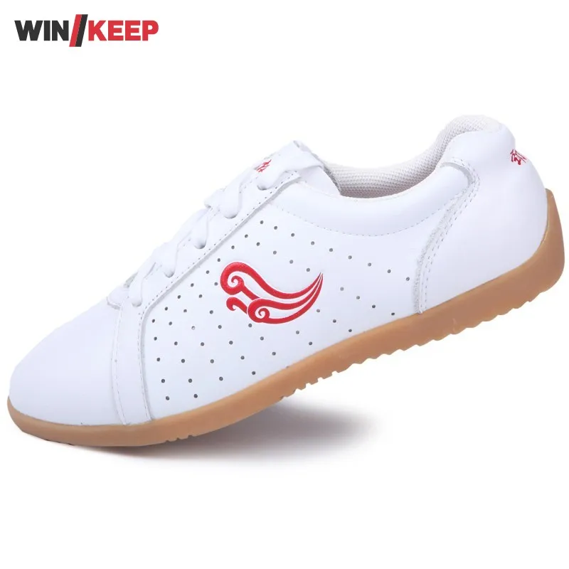 Summer Kung Fu Shoes Women Men White Flats Breathable Soft Cow Leather Running Shoes Unisex Wing Chun Tai Chi Training Sneakers